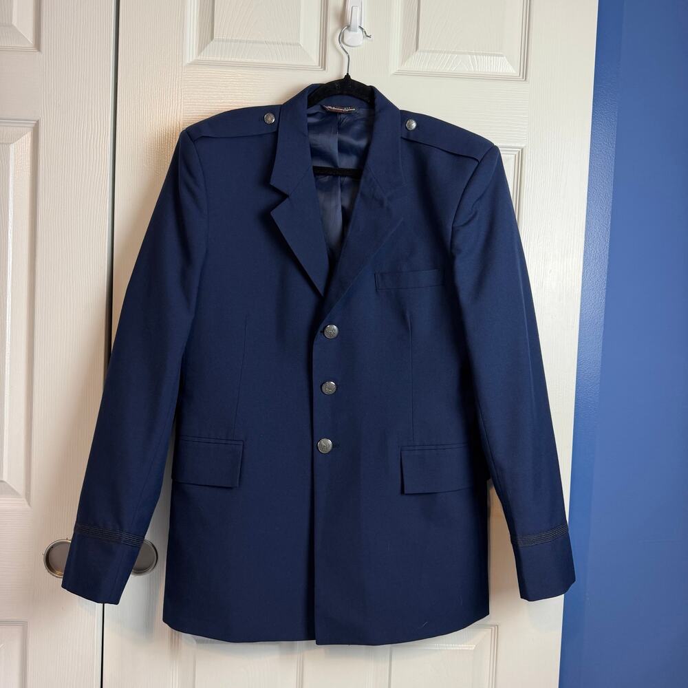 Vintage American Craftsman Patriot USAF Military Dress Jacket Navy Blue